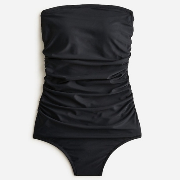 NWT J. Crew Ruched Bandeau black ruched one piece Sz XS - Picture 5 of 16